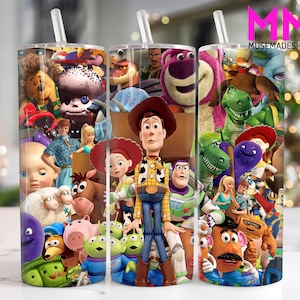 Cartoon Characters 20 oz Skinny Tumbler Png, Cartoon 20oz Tumbler Png, Movies Characters Straight and Taper Tumbler Wrap