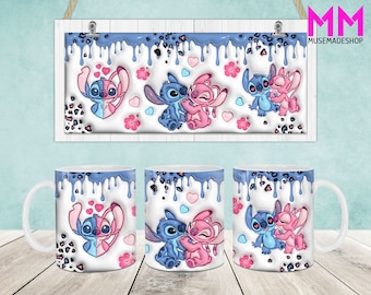 Zeichentrickfiguren 3D aufgeblasene Becherverpackung, Cartoon 11 Unzen und 15 Unzen Bechervorlage, 11 Unzen Becher Png, 15 Unzen Becher Png, Kaffeetassen Png, Mug Press Sublimation