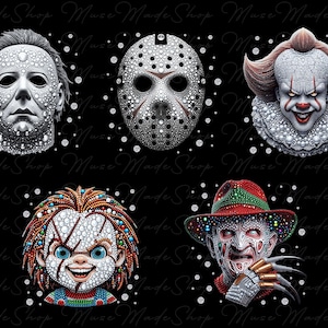 Halloween Horror Friends Png, Sparkling Movie Killers Png, Scary Halloween Movie Png, Horror Movie Png, Series Killer Halloween Png
