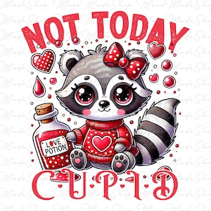 Not Today Cupid Png, Happy Valentine&#39;s Day Png, Raccoon Valentine Png, Valentine Png, Valentines Day Png, Sarcastic Valentines Day Png