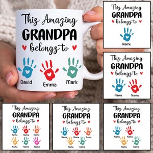 Amazing Grandpa Mug Wrap, Custom Grandpa Handprint Up to 6 Kids 11oz Mug Template, Dad 11oz Mug Png, Fathers Day Coffee Mugs Png