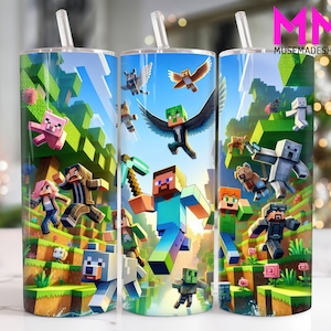 Game 20 oz Skinny Tumbler Png, Cartoon Characters 20oz Tumbler Png, Game Characters Straight and Taper Tumbler Wrap