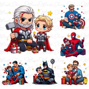 Papa und Junge Superheld Png, Papa Png, Superheld Papa Png, Vatertag Png, Vater Png, Benutzerdefinierte Papa Png, Geschenk für Papa Png, Cartoon Vater Png