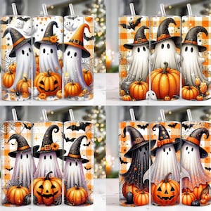 Pacote 5 Halloween Ghost 20 oz Skinny Tumbler Png, Halloween Ghost 20oz Tumbler Png, Horror Halloween Straight and Taper Tumbler Wrap