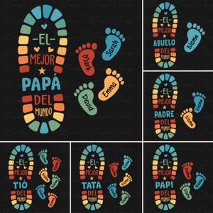 Custom Footprint Dad Png, Best Dad Ever Png, Footprint Dad and Baby Png, Father's Day Png, Mexican Father Png, Spanish Dad Png, Fathers Gift