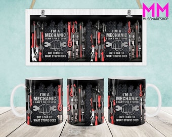 Mechanic Dad Mug Wrap, Toolbox Mechanic 11oz Mug Template, Dad 11oz Mug Png, Fathers Day Coffee Mugs Png, Toolbox Mug Wrap, Mechanic Mug