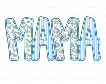 Blue Floral Mama Png, Boho Floral Mama Png, Retro Mama png, Floral Mom Png, Mothers Day Png, Mothers Day Gift, Mama Floral Png, Blue Mama