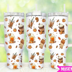 Halloween Kürbis Gewürz 40 Unzen Becher Png, Halloween Kürbis Kaffee Becher 40 Unzen Png, Halloween 40 Unzen Becher Wrap, Herbst 40 Unzen Quencher Becher