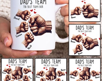 Custom Dad's Team Mug Wrap, Custom Dad Fist Bump 11oz Bechervorlage, Dad 11oz Becher Png, Vatertagskaffeetassen Png, Benutzerdefinierte Kindertasse
