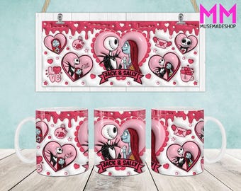Valentines 3D Inflated Mug Wrap, Valentines Day 11oz & 15oz Mug Template, 11oz Mug Png, 15oz Mug Png, Coffee Mugs Png, Mug Press Sublimation