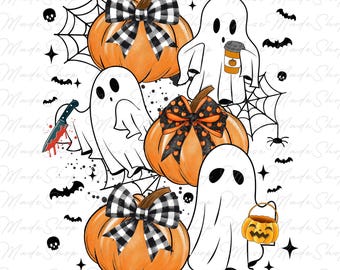 Halloween Cute Ghost Png, Abóbora Coquette Bow Png, Fantasma Coquette Bow Png, Coquette Halloween Png, Temporada Assustadora Png, Fantasma Abóbora Png