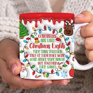 Weihnachten aufgeblasene 3D-Becherverpackung, Mitarbeiter 11 Unzen und 15 Unzen Bechervorlage, 11 Unzen Becher Png, 15 Unzen Becher Png, Kaffeetassen Png, Becherpresse Sublimationsverpackung