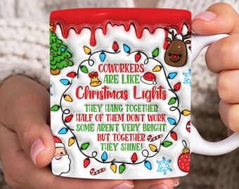 Christmas 3D Inflated Mug Wrap, Coworkers 11oz & 15oz Mug Template, 11oz Mug Png, 15oz Mug Png, Coffee Mugs Png, Mug Press Sublimation Wrap