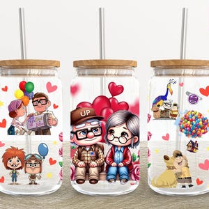 Cartoon Valentine 16oz Glass Can Wrap, Valentine 16 oz Glass Can Png, 16 oz Libbey Glass Can Wrap, 16 oz Tumbler Wrap Png,Sublimation Design