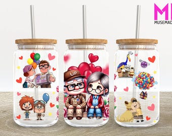 Cartoon Valentine 16 oz glasblik wrap, Valentine 16 oz glas blik png, 16 oz Libbey glas blik wrap, 16 oz beker wrap png,sublimatie ontwerp