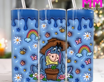 3D Inflated Cartoon 20 oz Skinny Tumbler Png, Cartoon Characters 20oz Tumbler Png, Straight and Taper Tumbler Wrap, 3D 20oz Tumbler Wrap