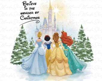Christmas Princess Character Png, Cute Princess Png, Princess Christmas Shirt Png, Holiday Png, Christmas Movie Characters Png, Digital File