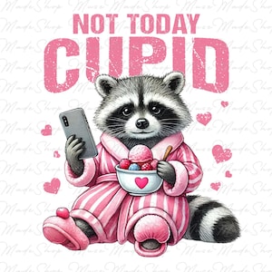 Not Today Cupid Png, Happy Valentine&#39;s Day Png, Raccoon Valentine Png, Valentine Png, Valentines Day Png, Sarcastic Valentines Day Png