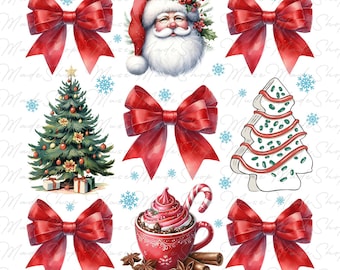 Christmas Santa Png, Christmas Coquette Bow Png, Merry Christmas Png, Coquette Christmas Png, Christmas Popular Png, Christmas Tree Cake Png