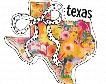 Floral Coquette Texas Png, Floral State Png, Texas Brushstroke Png, Girly State Png, Texas Coquette Bow, Trendy Texas Png, Preppy Texas Png