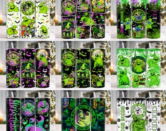 Paquete 10 Personaje de terror 20 oz Vaso flaco Png, Personajes de películas 20oz Vaso Png, Horror Halloween Envoltura de vaso recto y cónico