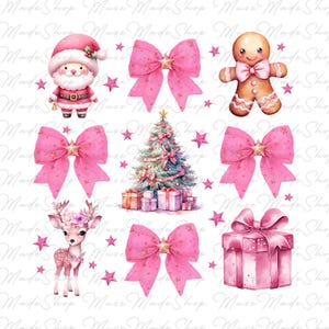 Coquette Pink Christmas Png, Pink Bow Christmas Png, Trendy Santa Png Png, Christmas Coquette Bow Png, Merry Christmas Png, Christmas Png