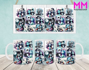 Horror Characters Mug Wrap, Halloween 11oz & 15oz Mug Template, 11oz Mug Png, 15oz Mug Png, Coffee Mugs Png, Mug Press Sublimation Wrap