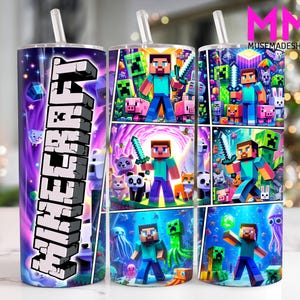 Game 20 oz Skinny Tumbler Png, Cartoon Characters 20oz Tumbler Png, Game Characters Straight and Taper Tumbler Wrap
