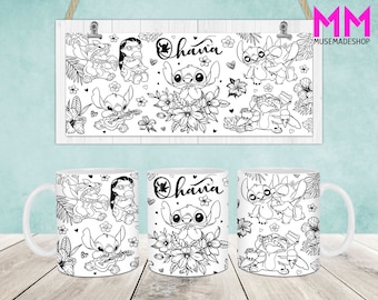 Envoltura de taza de personajes de dibujos animados, plantilla de taza de dibujos animados de 11 oz y 15 oz, taza de 11 oz png, taza de 15 oz png, tazas de café png, envoltura de sublimación de prensa de taza