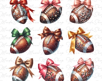 Pack 10 Coquette Football png, Football Bow png, Football mom png, Football png, Game Day Png, Football Season Png, Glitter Football Png