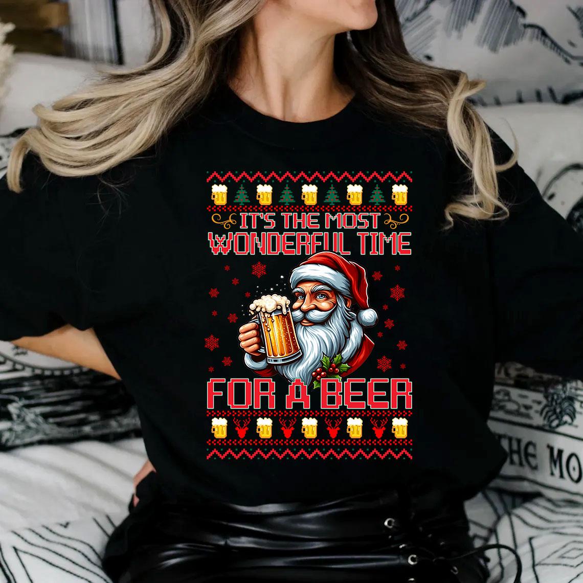 Wonderful time for beer - Kerstman met bier kersttrui - - De