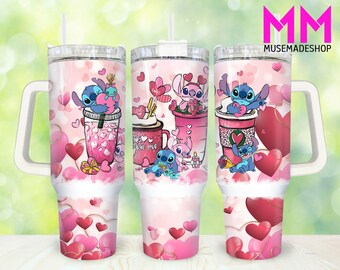 Valentines Cartoon 40oz Tumbler Png, Happy Valentines Day Tumbler 40oz Png, Couple Love 40oz Tumbler Wrap, Valentines 40oz Quencher Tumbler
