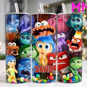 Personalized Cartoon Characters 20 oz Skinny Tumbler Png, Custom Name Cartoon Emotions 20oz Tumbler Png, Movies Characters 20oz Tumbler Wrap