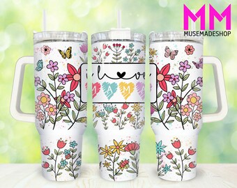 Wildflower Mama 40oz Tumbler Png, Mom Tumbler 40oz Png, Floral Mom 40oz Tumbler Wrap, Dzień Matki 40oz Quencher Tumbler, Mom Tumbler