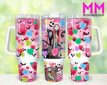 Valentines 40oz Tumbler Png, Happy Valentines Day Tumbler 40oz Png, Couple Love 40oz Tumbler Wrap, Heart Valentines 40oz Quencher Tumbler