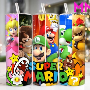 Cartoon 20 oz Skinny Tumbler Png, Cartoon Characters 20oz Tumbler Png, Game Characters Straight and Taper Tumbler Wrap