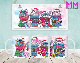 Jultecknad muggomslag, julmall för 11oz och 15oz mugg, 11oz mugg png, 15oz mugg png, kaffemuggar png, sublimeringsomslag för muggpress