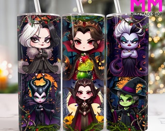 Skräckkaraktär 20 oz smal tumbler png, filmkaraktärer 20oz tumbler png, skräck halloween rak och avsmalnande tumbler i omslagspapper