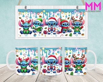 Christmas Cartoon Mug Wrap, Christmas 11oz & 15oz Mug Template, 11oz Mug Png, 15oz Mug Png, Coffee Mugs Png, Mug Press Sublimation Wrap