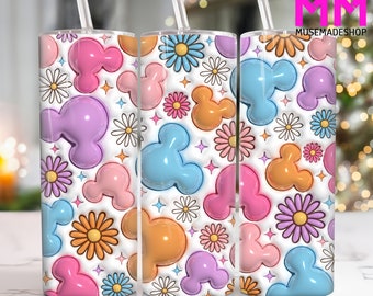 3D Inflated Cartoon 20 oz Skinny Tumbler Png, Cartoon Characters 20oz Tumbler Png, Straight and Taper Tumbler Wrap, 3D 20oz Tumbler Wrap
