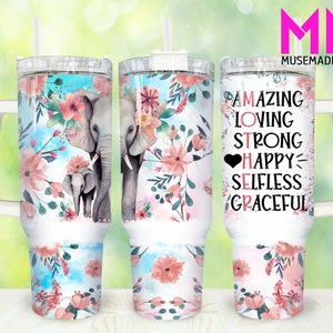 Elephant Mother 40oz Tumbler Png, Mom Tumbler 40oz Png, Floral Mom 40oz Tumbler Wrap, Mothers Day 40oz Quencher Tumbler, Mom Tumbler