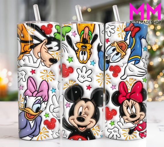 3D Inflated Cartoon 20 oz Skinny Tumbler Png, Cartoon Characters 20oz Tumbler Png, Straight and Taper Tumbler Wrap, 3D 20oz Tumbler Wrap