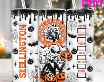 Personaje de terror 3D inflado vaso flaco de 20 oz Png, vaso de Halloween 3D de 20 oz Png, envoltura de vaso recto y cónico de Halloween de terror