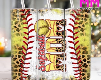 Softball Mom 20 oz Skinny Tumbler Png, Mothers Day 20oz Tumbler Png, Softball Mama Straight and Taper Tumbler Wrap, Sport Mom Tumbler
