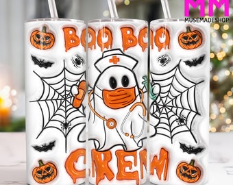 Halloween Nurse Ghost 3D Inflated 20 oz Skinny Tumbler Png, 3D Halloween 20oz Tumbler Png, Horror Halloween Straight and Taper Tumbler Wrap