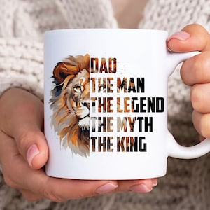 Papa de man de mythe de legende Mokomslag, papa 11oz moksjabloon, Lion Dad 11oz mok png, Vaderdag koffiemokken png, papa mokomslag