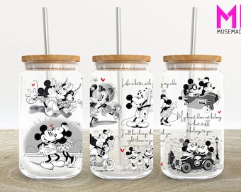 Cartoon Characters 16oz Glass Can Wrap, Cartoon 16 oz Glass Can Png, 16 oz Libbey Glass Can Wrap, 16 oz Tumbler Wrap Png, Sublimation Design