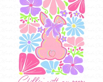 Happy Easter Png, Easter Png, Retro Easter Png, Easter Bunny Coquette Png, Easter Vibes Png, Easter Bunny Png, Boho Floral Bunny Bow Png