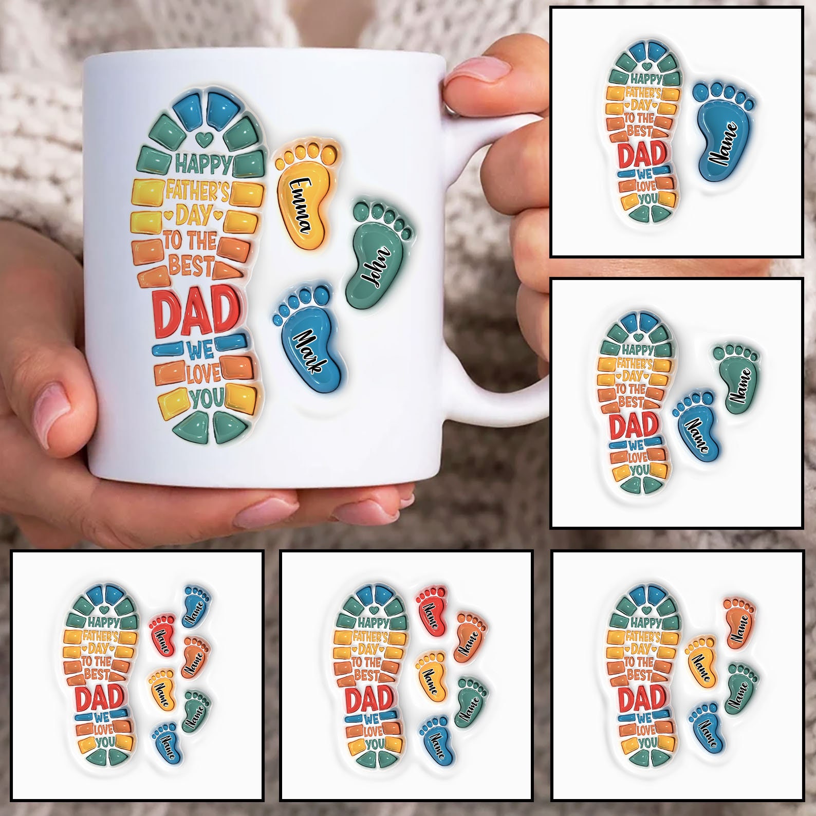 Tasse à Café 'Happy First Father's Day 2020' - Cadeau Drôle Et Personnalisé Pour Papa - Blanche En Céramique - Neuf