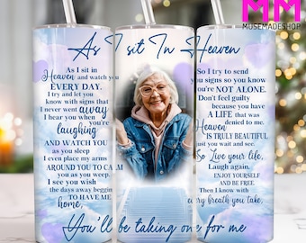 Custom Memorial Photo 20 oz Skinny Tumbler Png, In Loving Memory 20oz Tumbler Png, Straight and Taper Tumbler Wrap, Memorial 20oz Tumbler